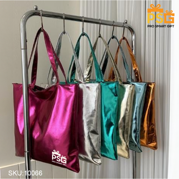 Metallic Shoulder Tote Bag